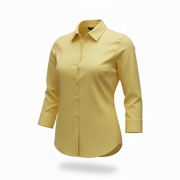 Austin Clothing Co. Tops - Austin Clothing Co Yellow Button Front Shirt Womens Large Wrinkle Free Cotton